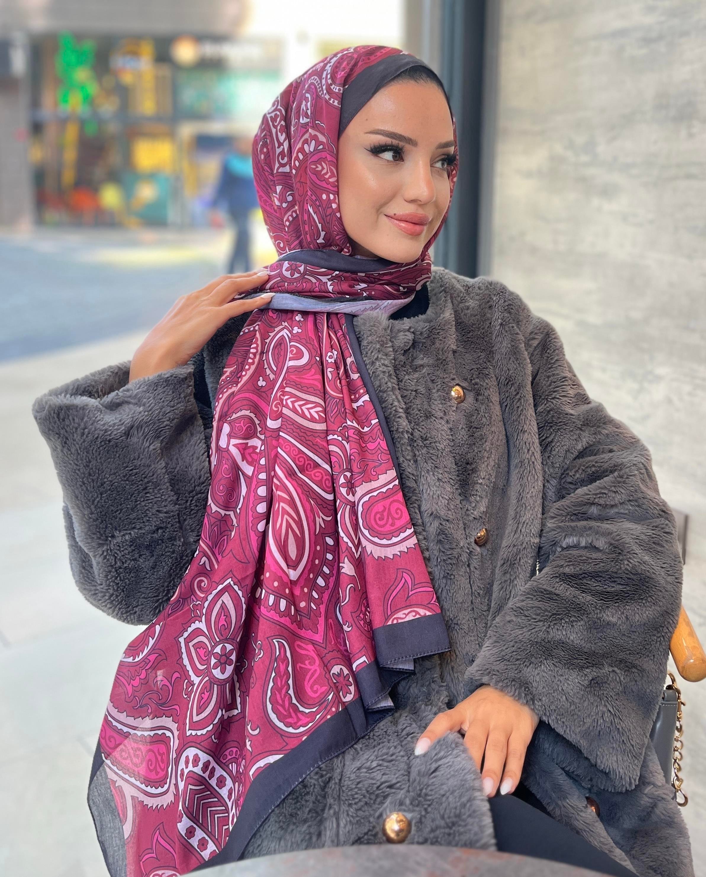 Siyah-Bordo Etnik Şal