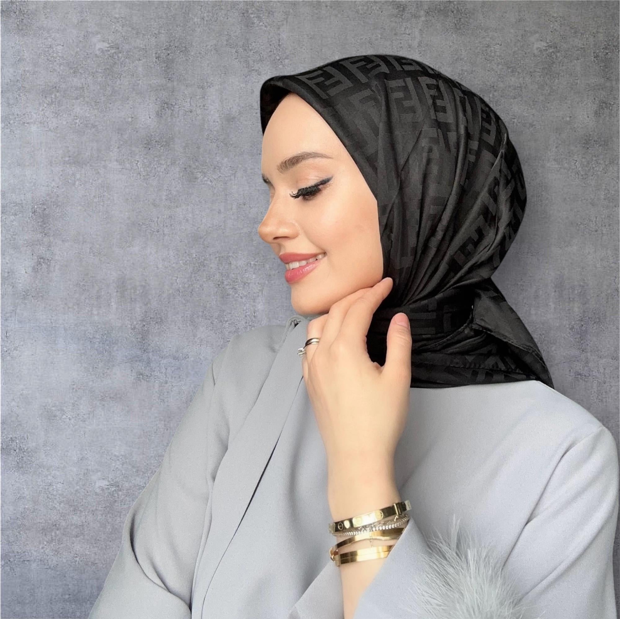 Siyah F Desen Soft Eşarp