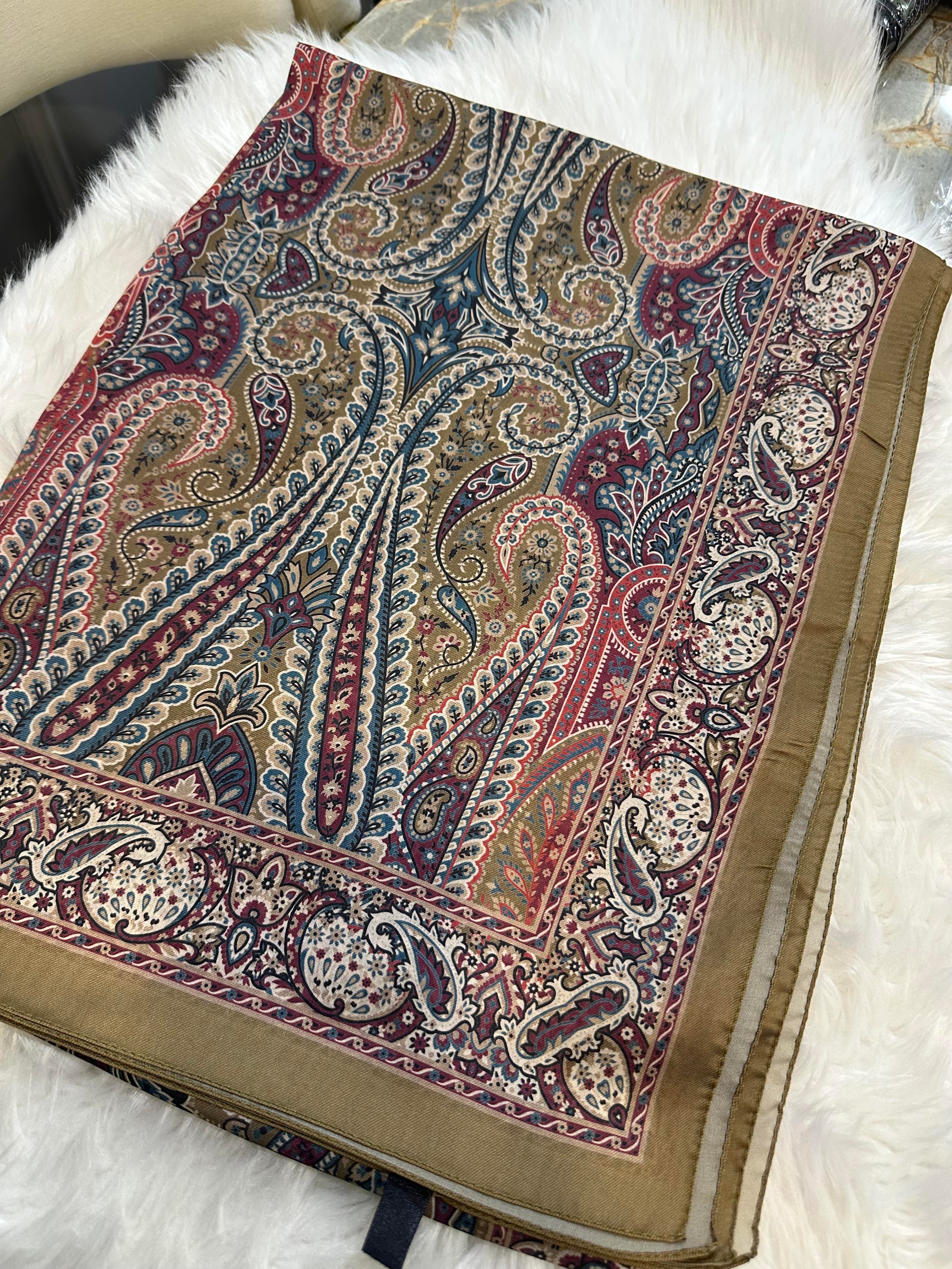 Yağyeşil Otantik Hint ipeği şal 