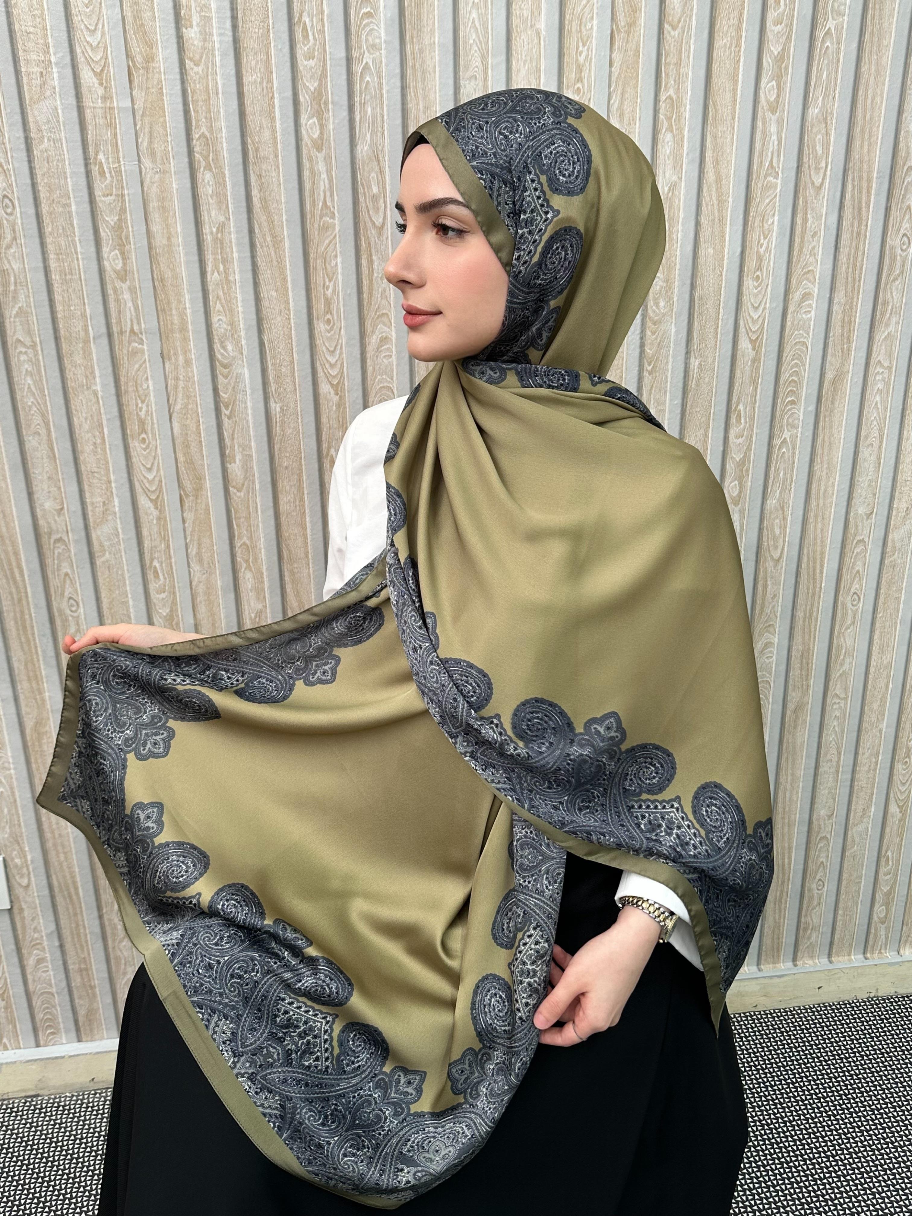 Yağyeşil Roza Deluxe İpek Şal
