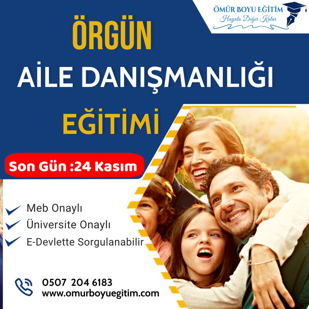 Üniversite OnaylıAdana Aile Danışmanlığı Eğitimi Örgün Eğitim