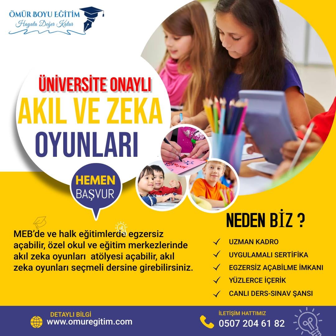 Üniversite OnaylıÜniversite Onaylı Akıl-Zeka Oyunları Sertifikası