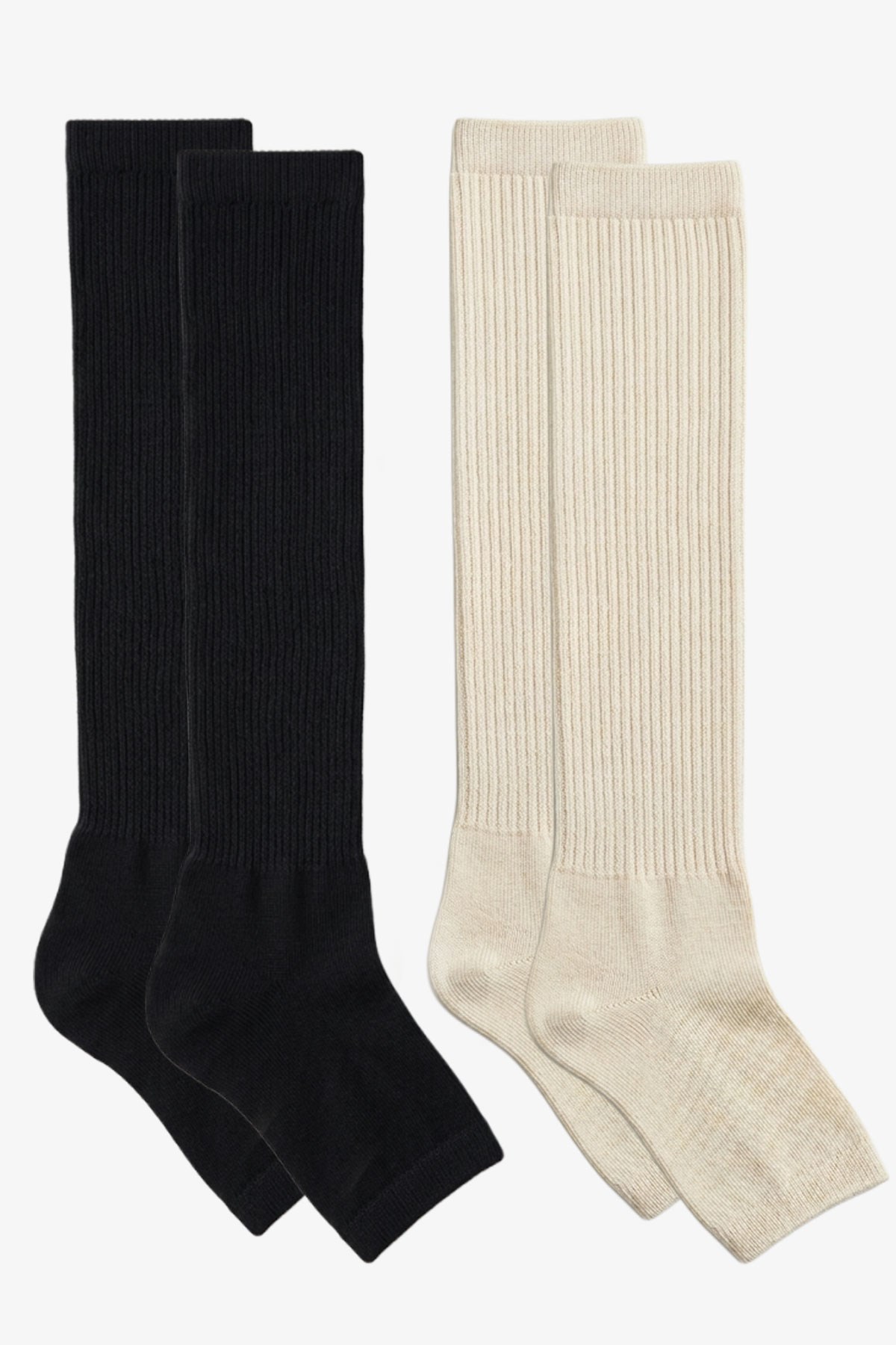 2 Çift Parmaksız Tabanlı İnce Fitilli Diz Üstü Pamuk Karışımlı Tozluk