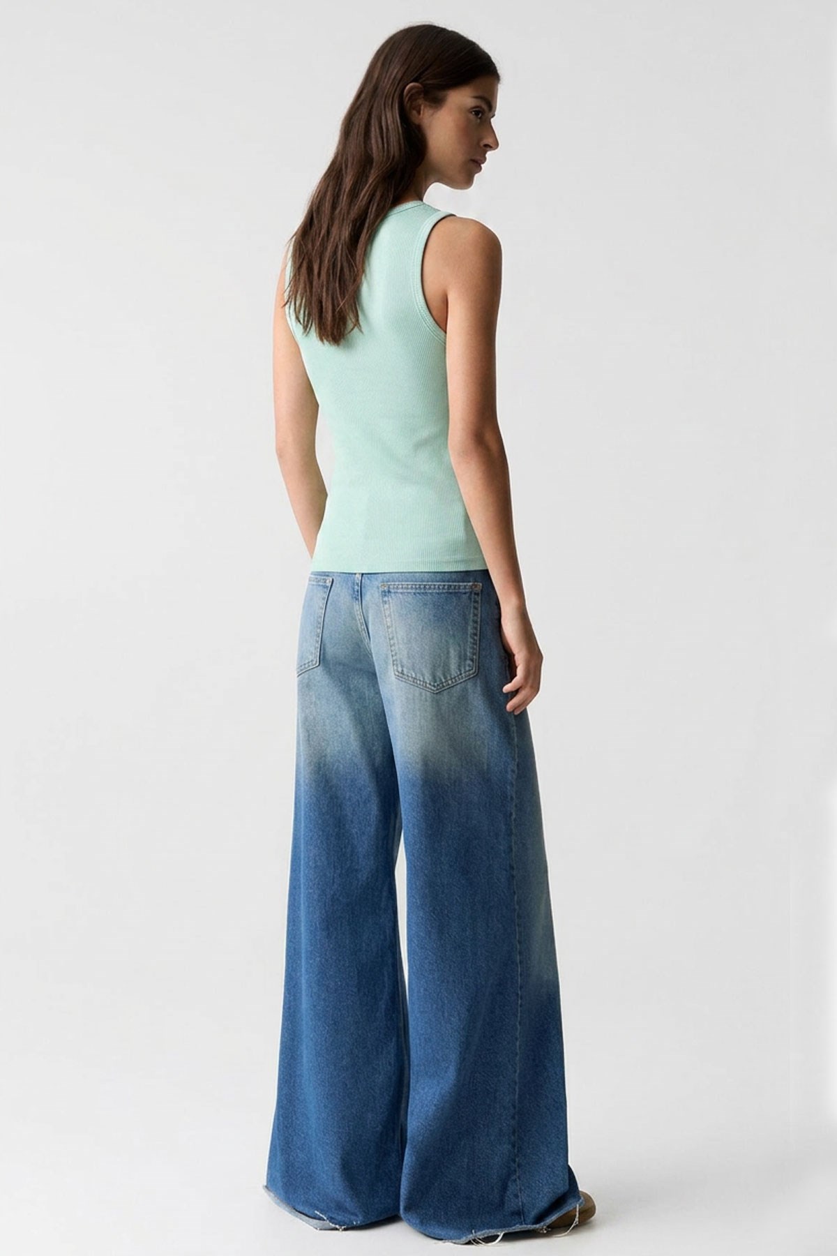 3 Adet Fitilli Fitted Viskon Karışımlı Askılı Tişört