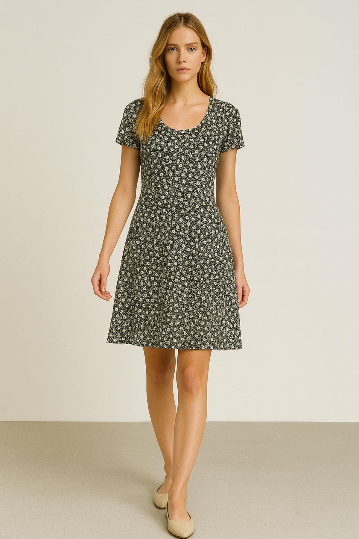 2 Adet Dökümlü Rahat Kalıp Günlük Penye Kumaş Elbise