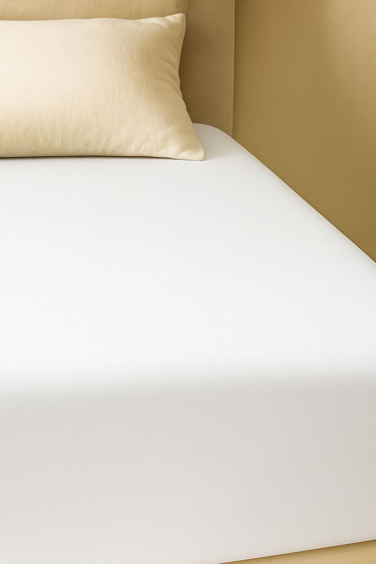 200 x 200 Cm Battal Boy Düz Pamuklu Çift Kişilik Lastikli Fitted Penye Çarşaf