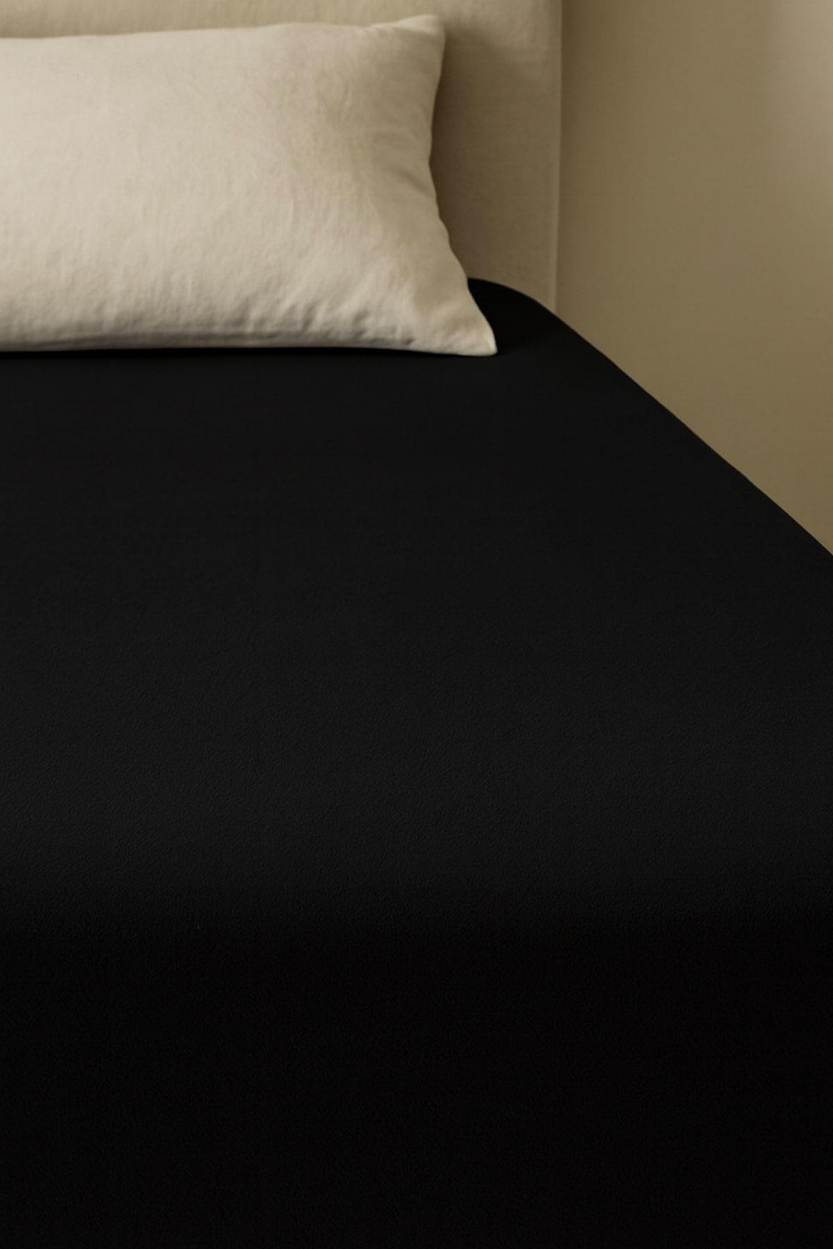 200 x 200 Cm Battal Boy Düz Pamuklu Çift Kişilik Lastikli Fitted Penye Çarşaf