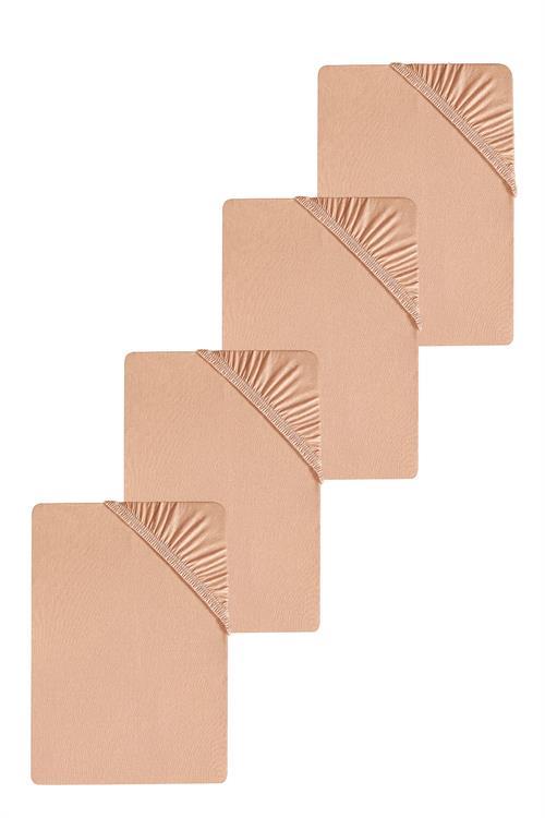 4 Adet Düz Pamuklu Tek Kişilik 120 x 200 cm Lastikli Penye Çarşaf