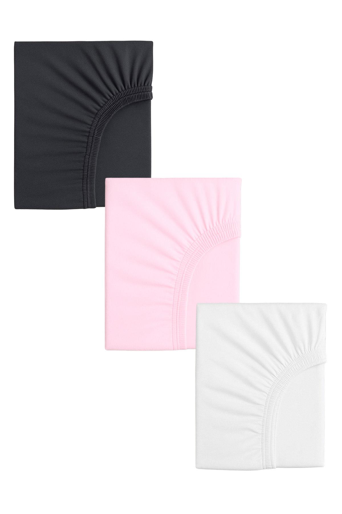 3 Adet Pamuklu ve Lastikli 60 x 120 x 15 cm Penye Bebek Çarşaf