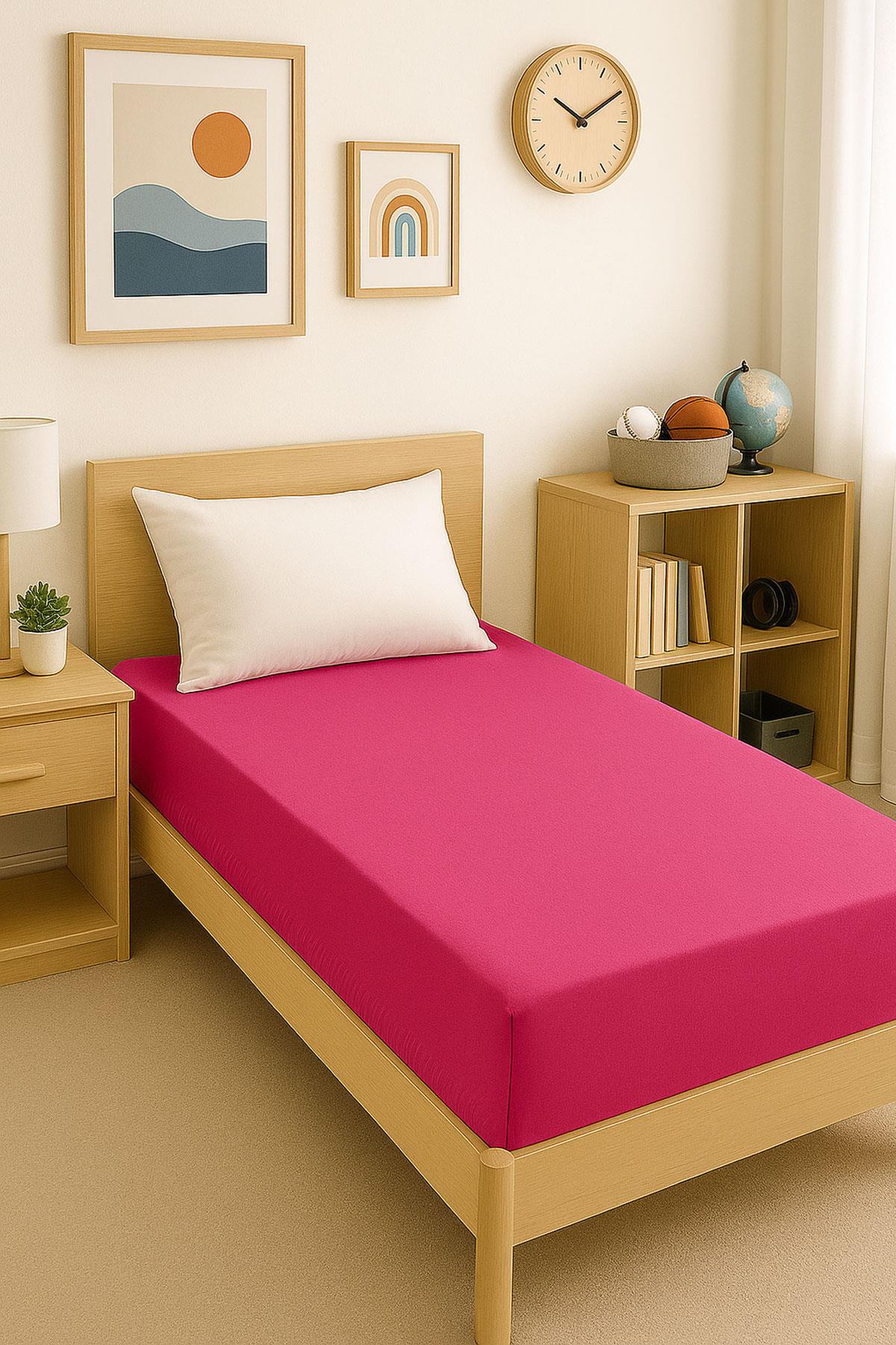 2 Adet Düz Pamuklu Tek Kişilik 80 x 200 x 30 cm Lastikli Penye Çarşaf