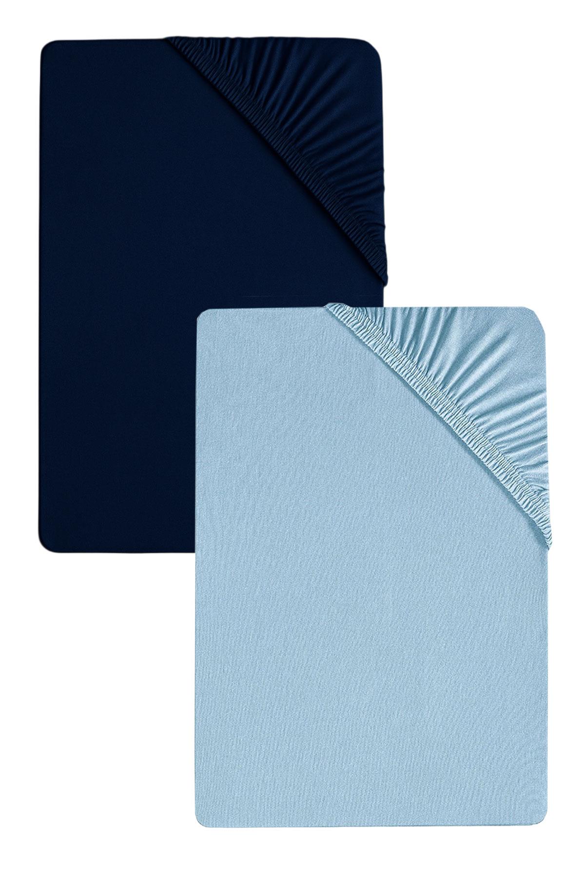 2 Adet Düz Pamuklu Tek Kişilik 80 x 200 x 30 cm Lastikli Penye Çarşaf