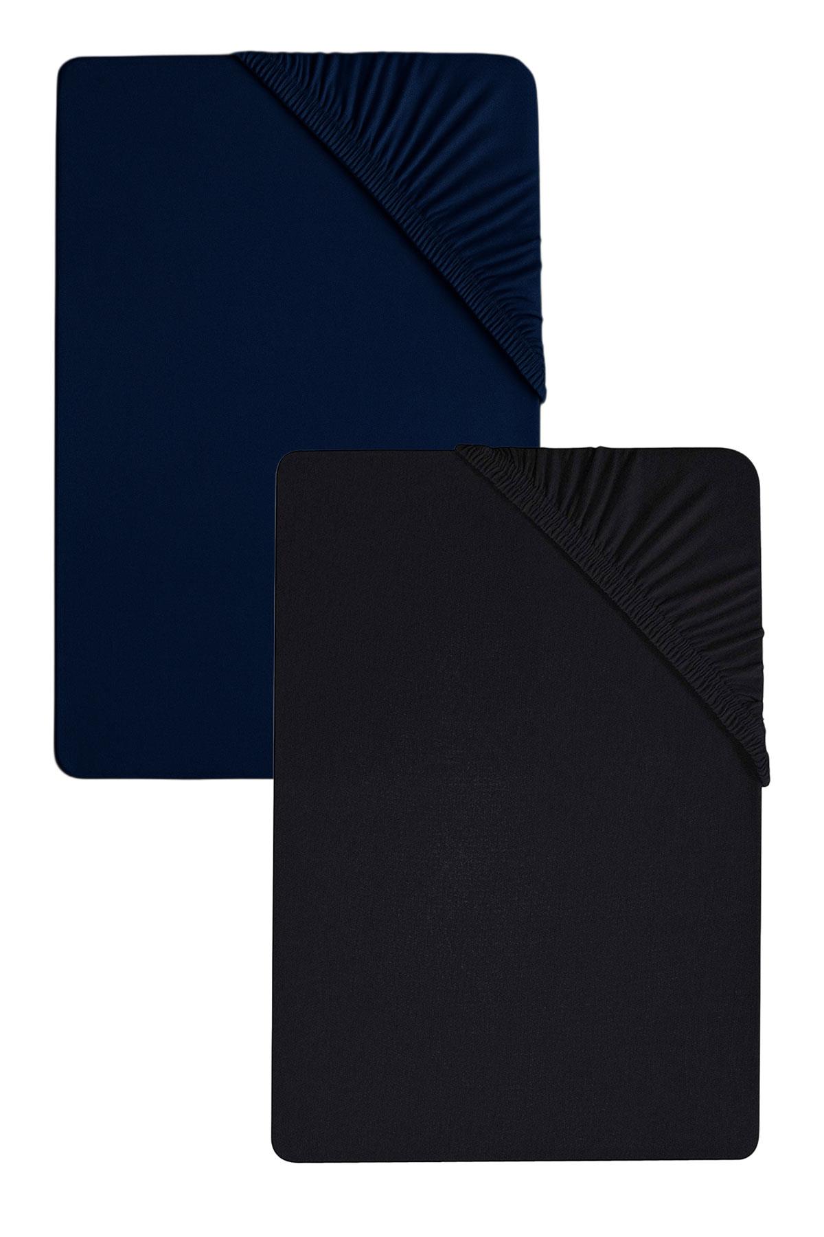 2 Adet Düz Pamuklu Tek Kişilik 80 x 200 x 30 cm Lastikli Penye Çarşaf