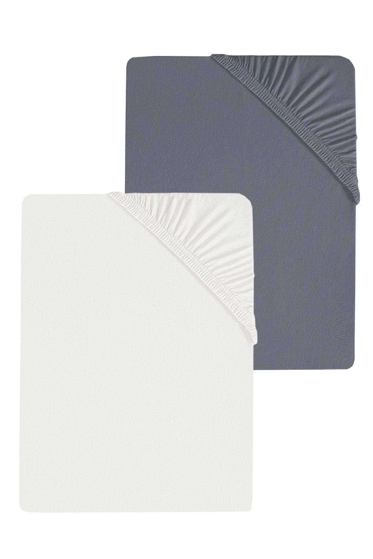 2 Adet Düz Pamuklu Tek Kişilik 80 x 200 cm Lastikli Penye Çarşaf