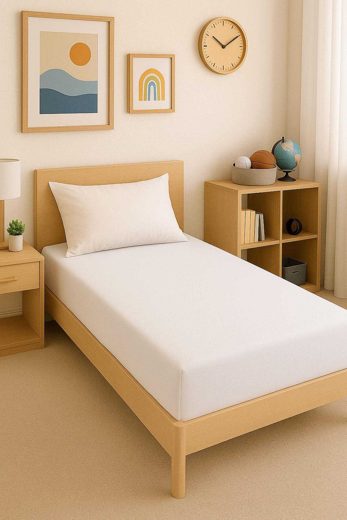 3 Adet Düz Pamuklu Tek Kişilik 80 x 200 + 30 cm Lastikli Penye Çarşaf