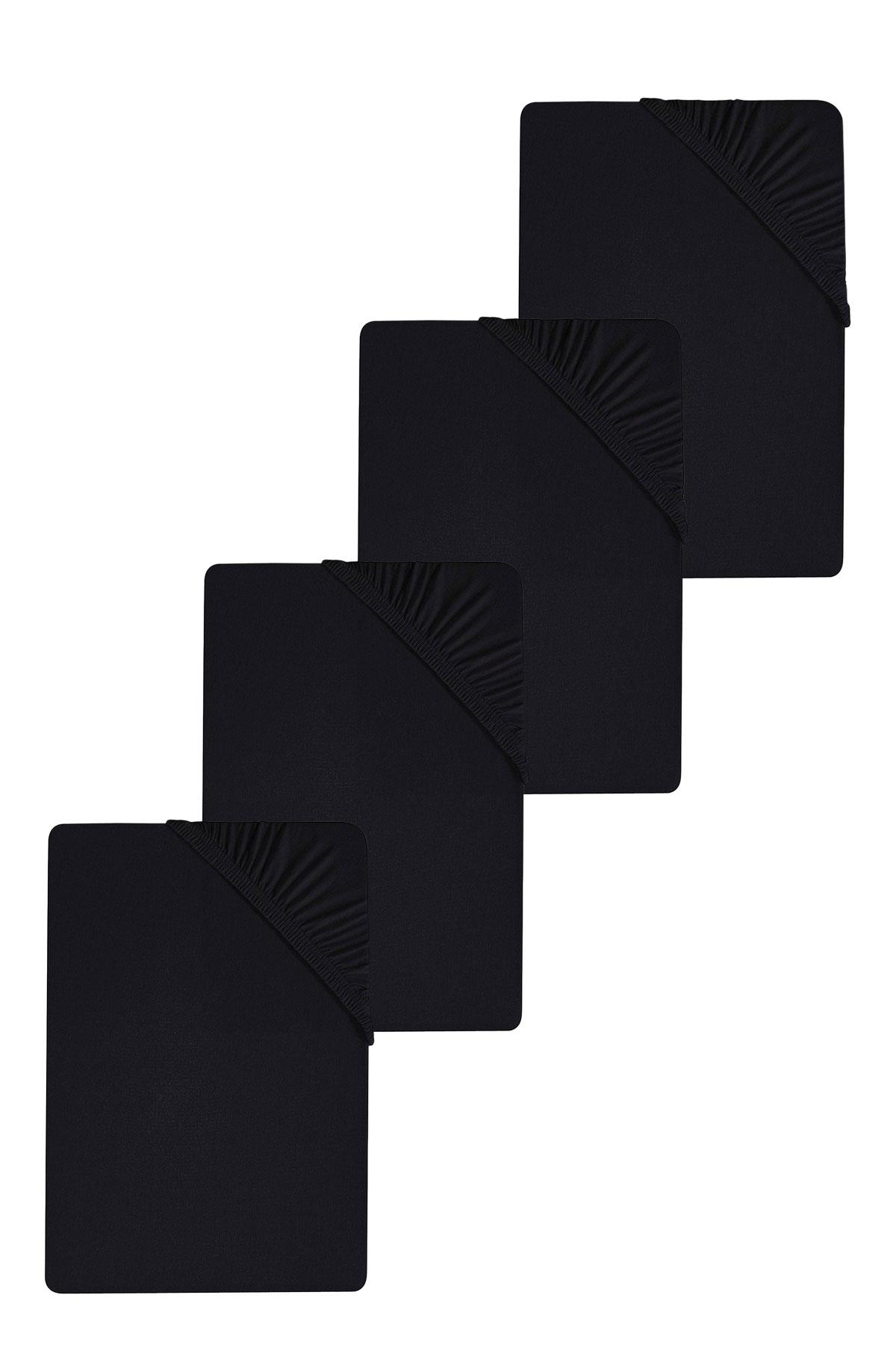 4 Adet Düz Pamuklu Tek Kişilik 80 x 200 x 30 cm Lastikli Penye Çarşaf