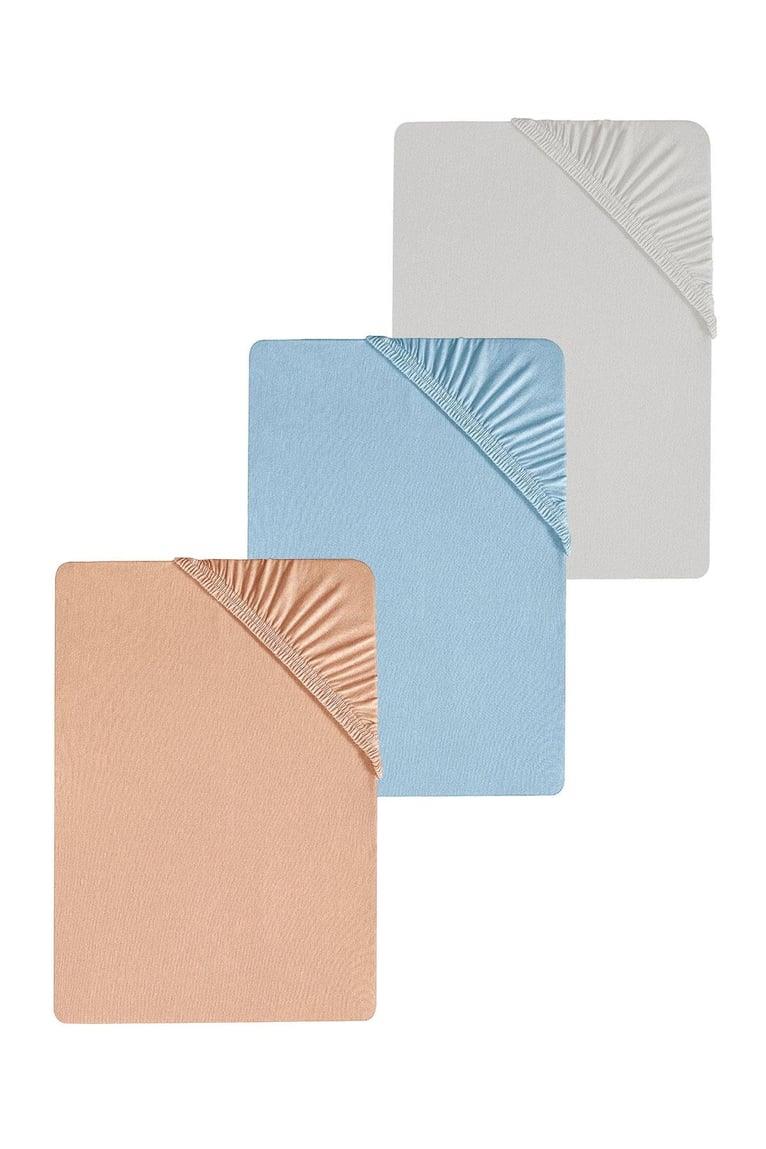 3 Adet Düz Pamuklu Tek Kişilik 80 x 200 + 30 cm Lastikli Penye Çarşaf