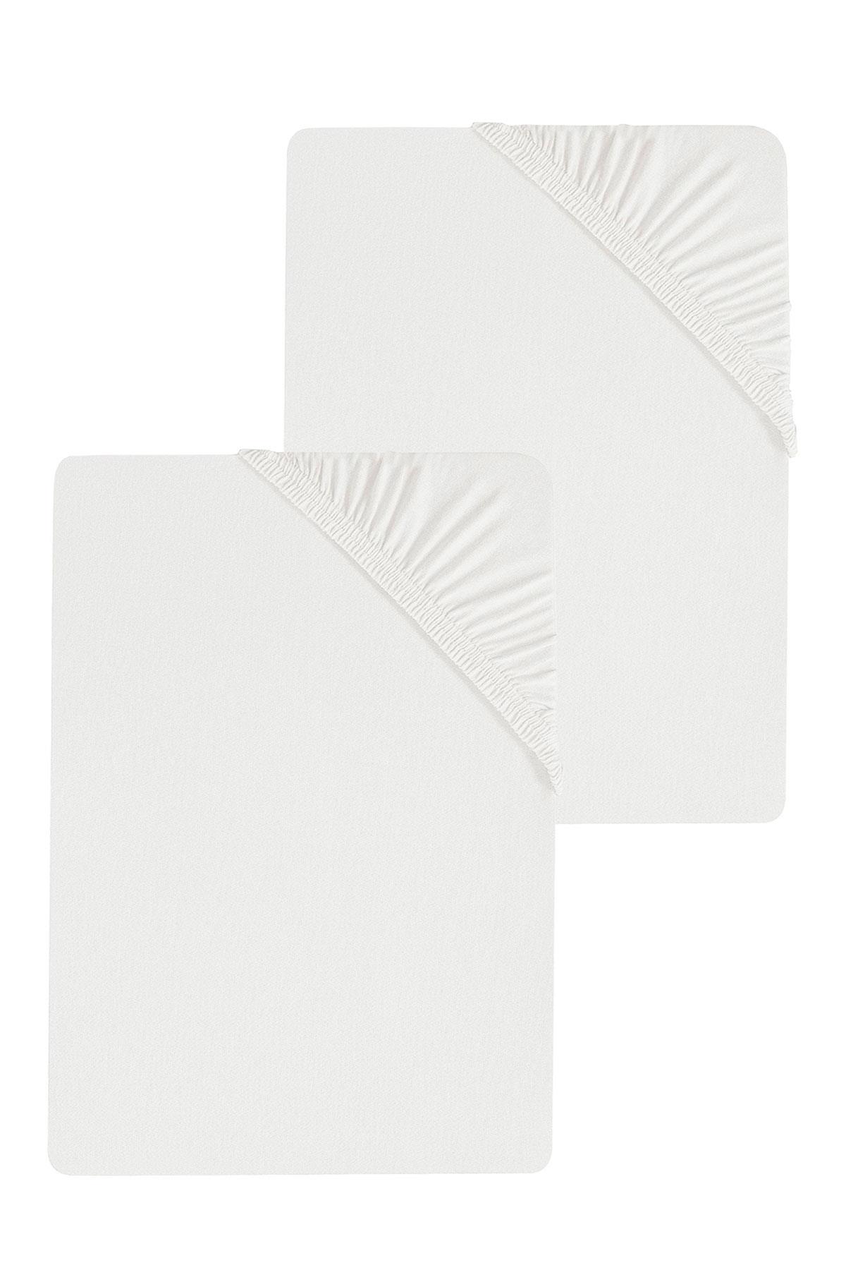 2 Adet Düz Pamuklu Tek Kişilik 80 x 200 cm Lastikli Penye Çarşaf