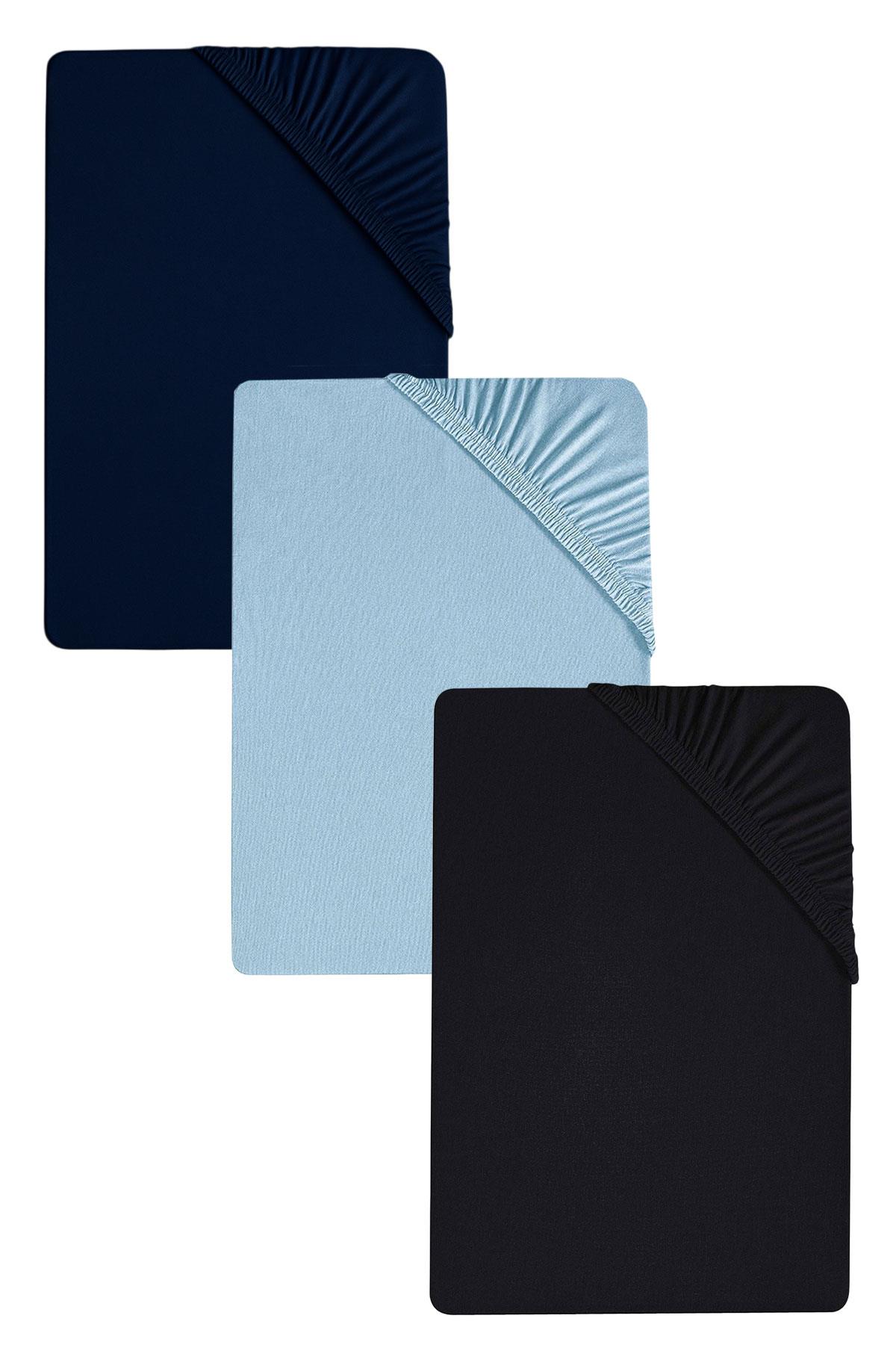 3 Adet Düz Pamuklu Tek Kişilik 80 x 200 + 30 cm Lastikli Penye Çarşaf