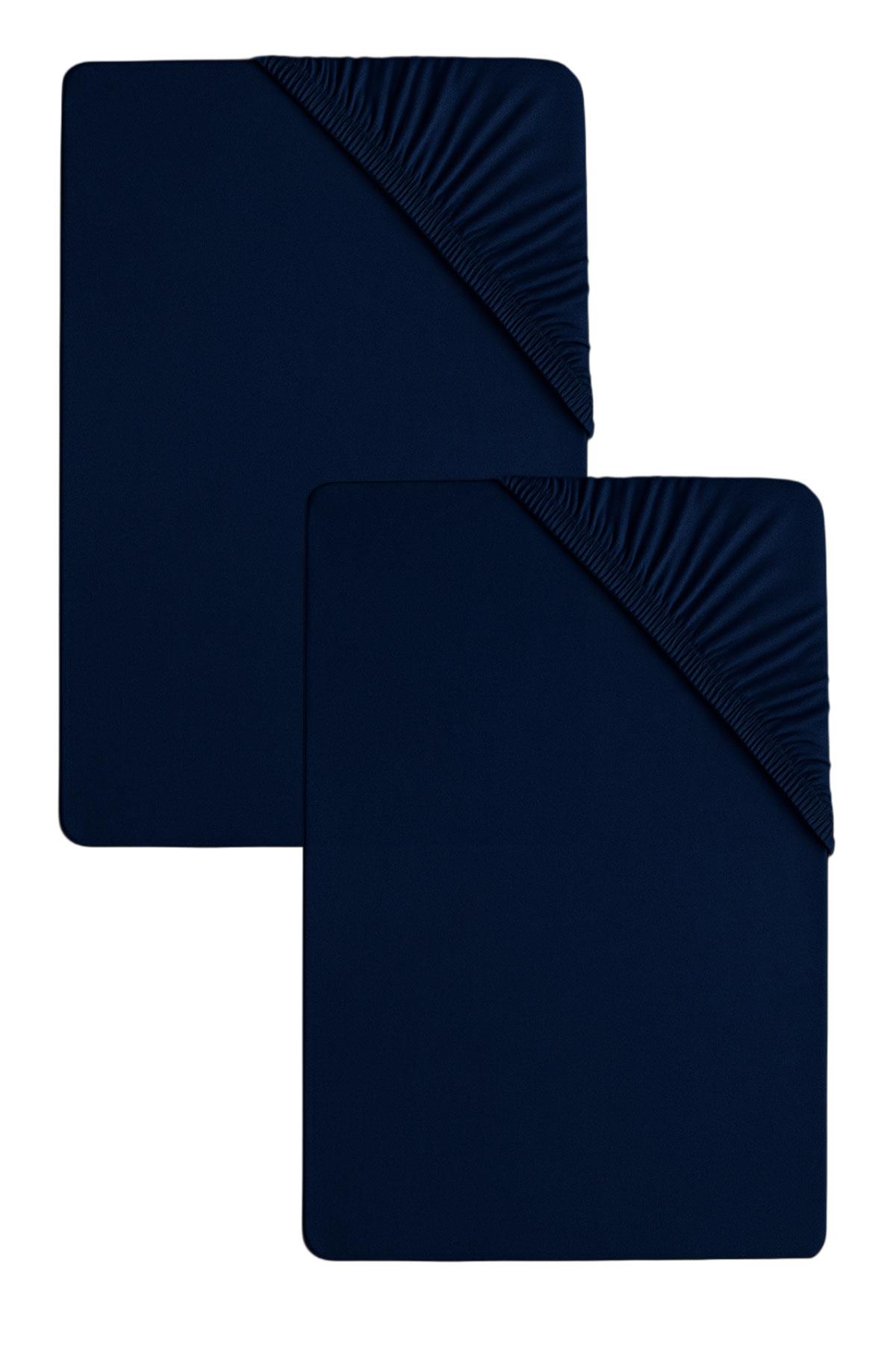 2 Adet Düz Pamuklu Tek Kişilik 80 x 200 x 30 cm Lastikli Penye Çarşaf