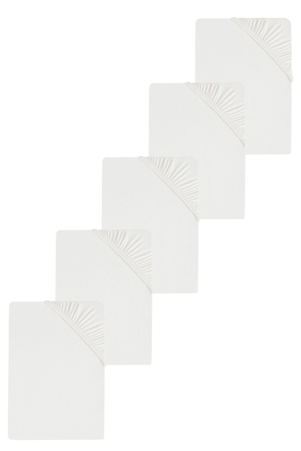 5 Adet Düz Pamuklu Tek Kişilik 80 x 200 x 30 cm Lastikli Penye Çarşaf