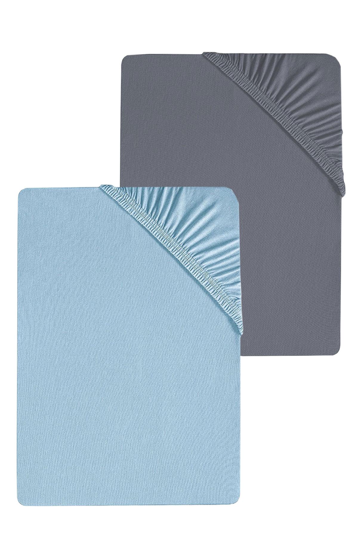 2 Adet Düz Pamuklu Tek Kişilik 80 x 200 + 30 cm Lastikli Penye Çarşaf