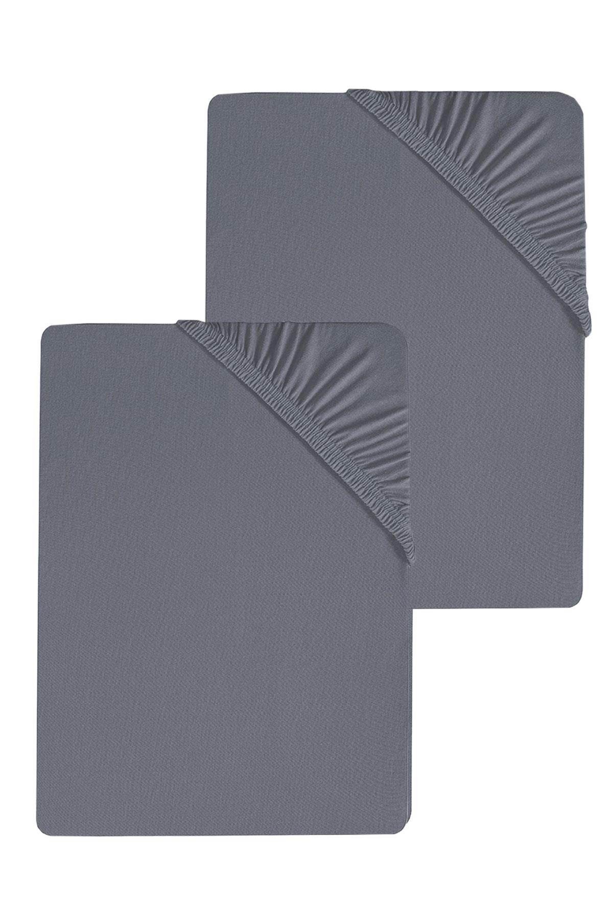 2 Adet Düz Pamuklu Tek Kişilik 80 x 200 + 30 cm Lastikli Penye Çarşaf