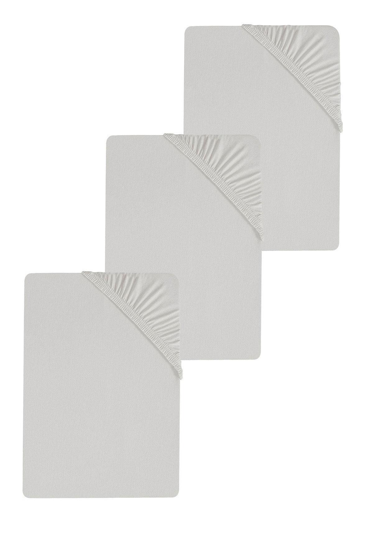 3 Adet Düz Pamuklu Tek Kişilik 80 x 200 + 30 cm Lastikli Penye Çarşaf