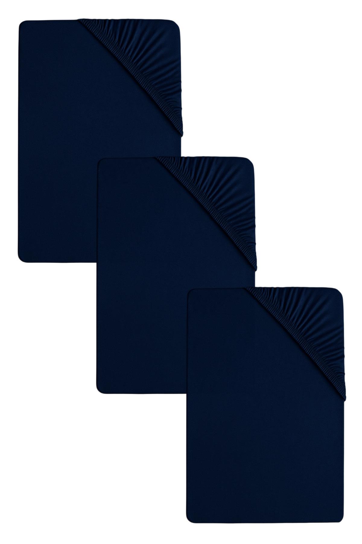 3 Adet Düz Pamuklu Tek Kişilik 80 x 200 + 30 cm Lastikli Penye Çarşaf