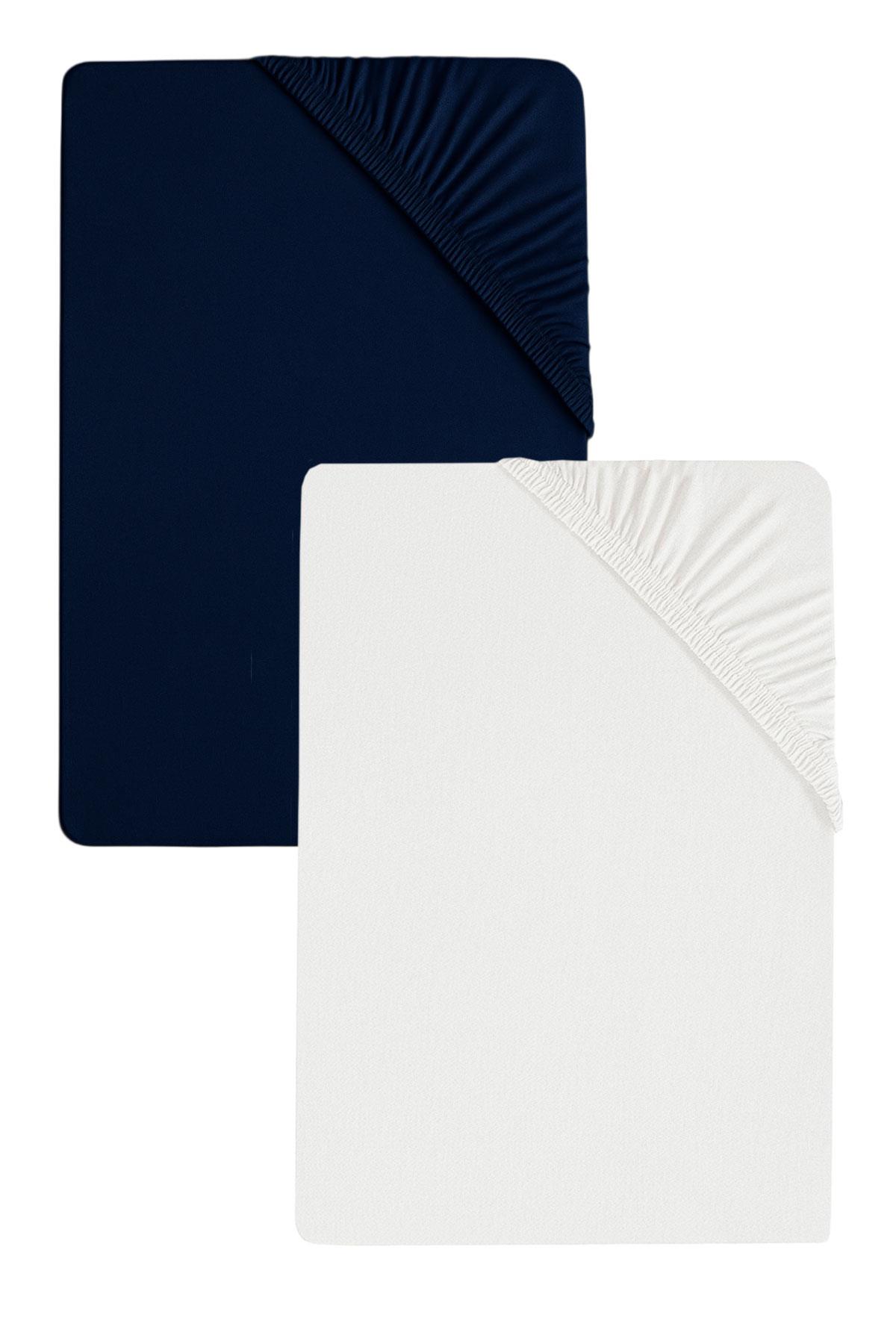 2 Adet Düz Pamuklu Tek Kişilik 80 x 200 x 30 cm Lastikli Penye Çarşaf