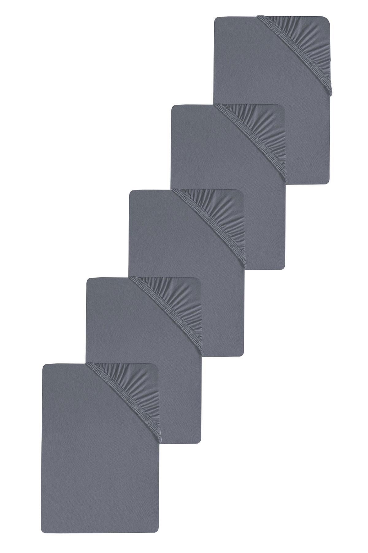 5 Adet Düz Pamuklu Tek Kişilik 80 x 200 x 30 cm Lastikli Penye Çarşaf