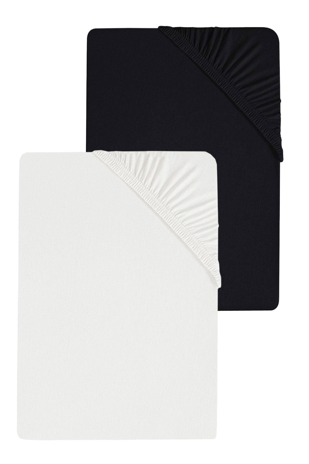 2 Adet Düz Pamuklu Tek Kişilik 80 x 200 x 30 cm Lastikli Penye Çarşaf