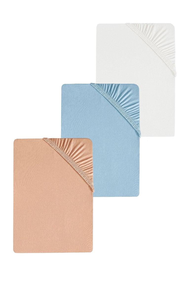 3 Adet Düz Pamuklu Tek Kişilik 80 x 200 + 30 cm Lastikli Penye Çarşaf