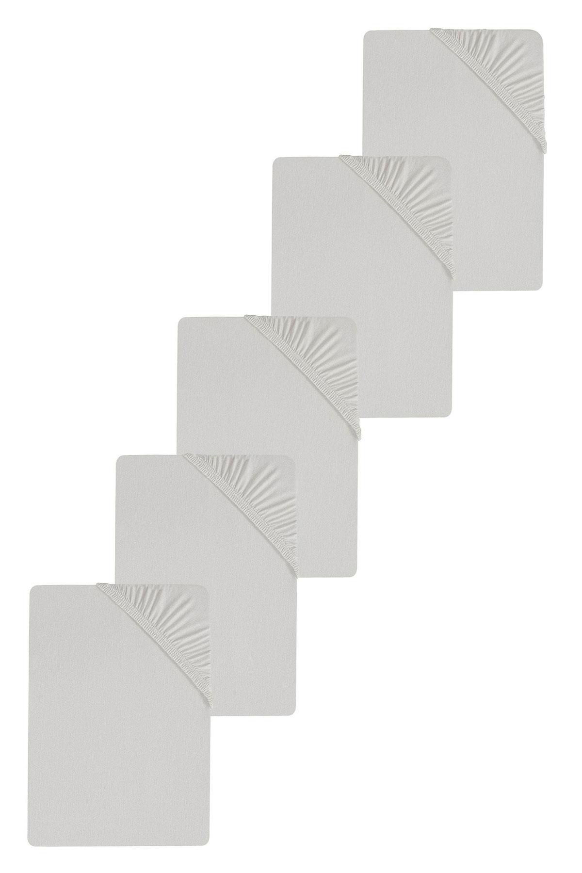 5 Adet Düz Pamuklu Tek Kişilik 80 x 200 x 30 cm Lastikli Penye Çarşaf