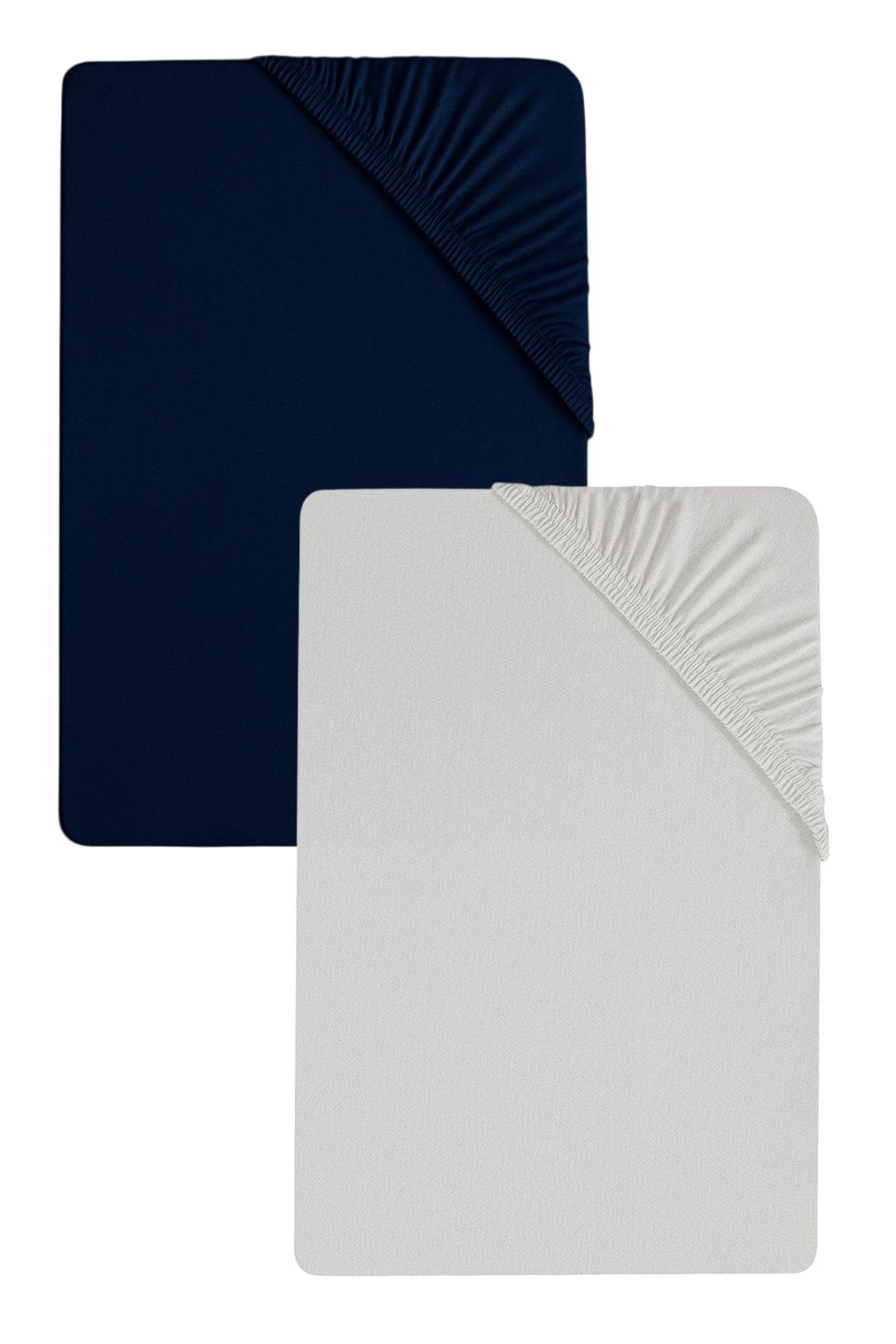 2 Adet Düz Pamuklu Tek Kişilik 80 x 200 x 30 cm Lastikli Penye Çarşaf