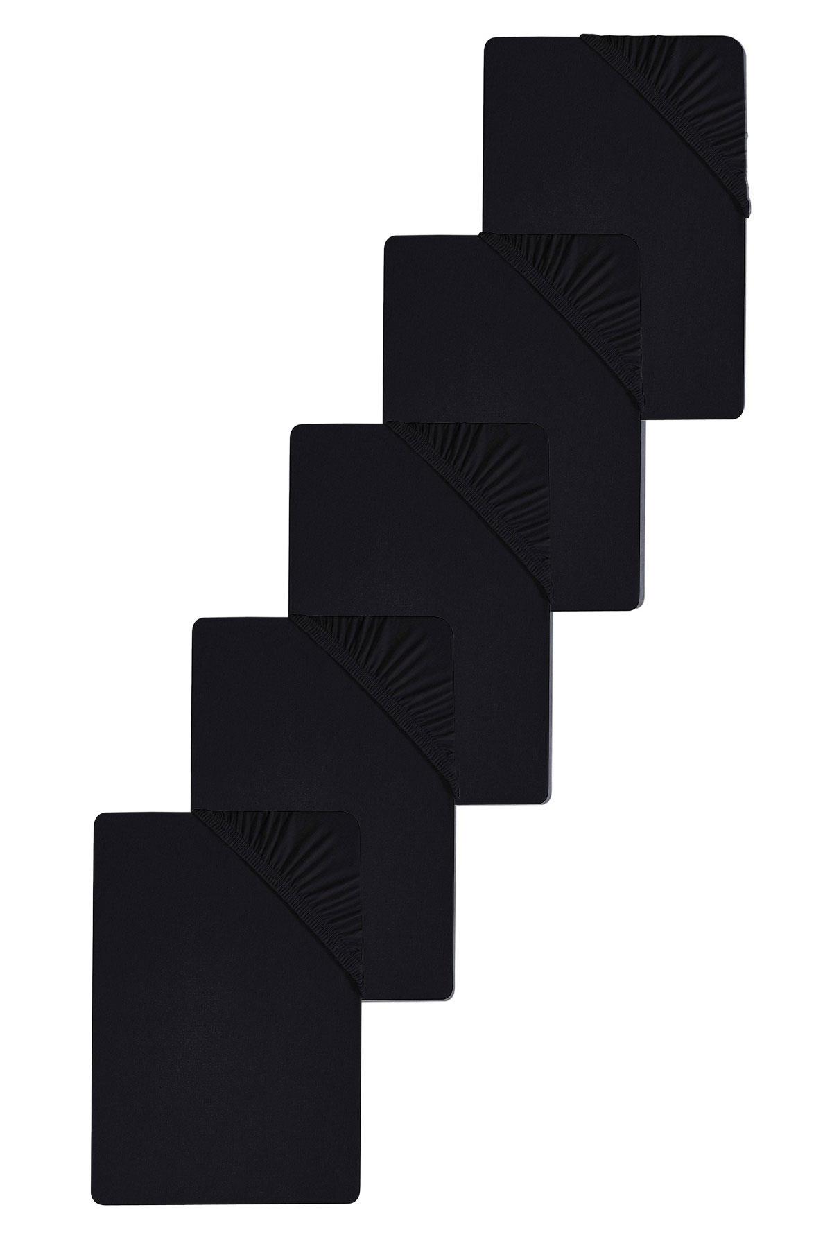 5 Adet Düz Pamuklu Tek Kişilik 80 x 200 x 30 cm Lastikli Penye Çarşaf