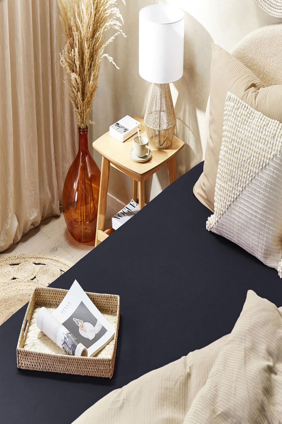 2 Adet Düz Pamuklu Tek Kişilik 80 x 200 x 30 cm Lastikli Penye Çarşaf