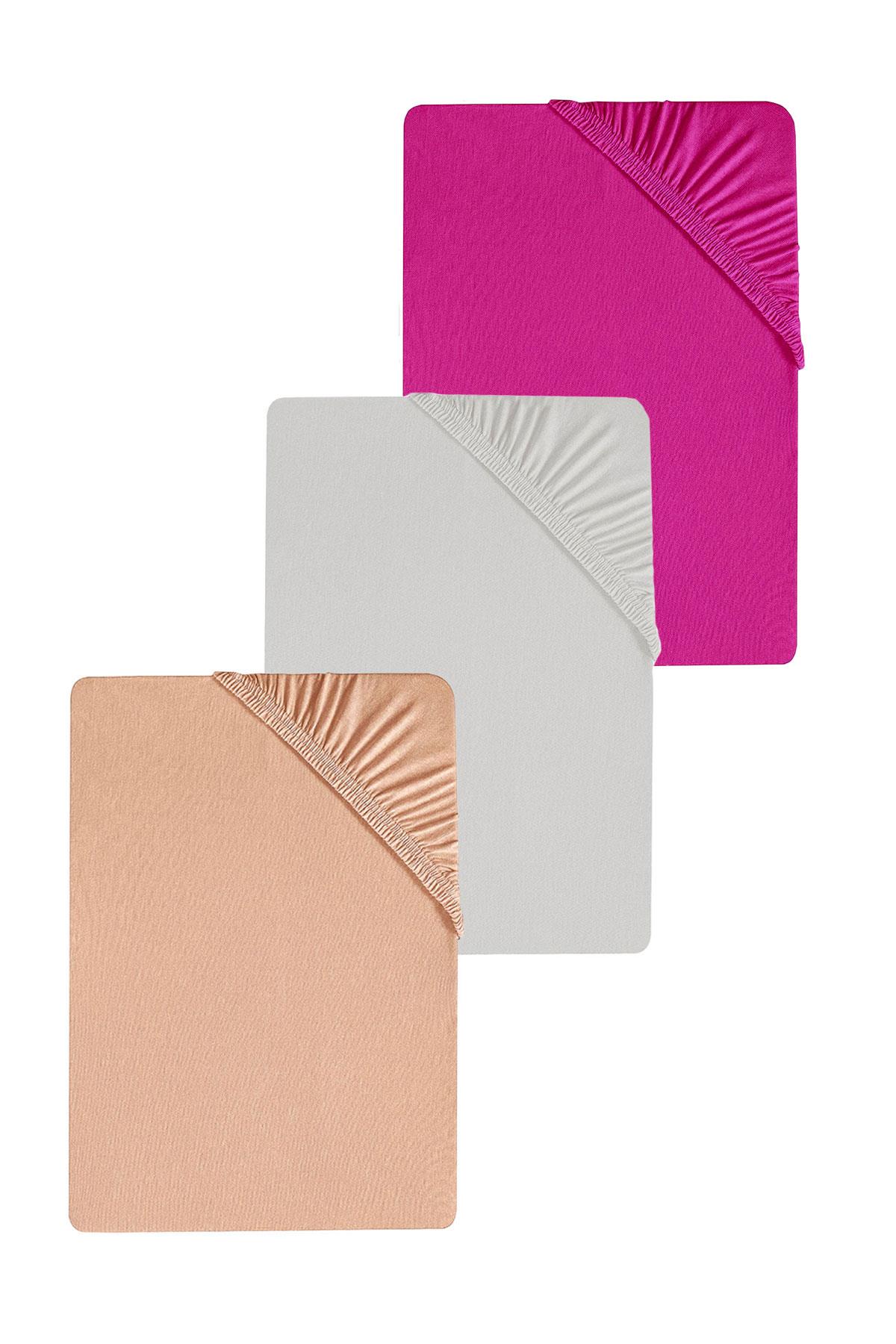 3 Adet Düz Pamuklu Tek Kişilik 80 x 200 cm Lastikli Penye Çarşaf