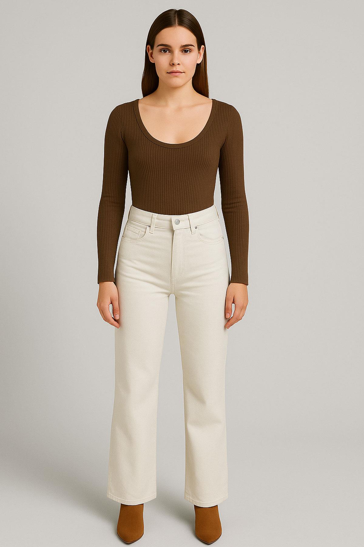 3 Adet Uzun Kollu Kayık Yaka Ribanalı Bluz