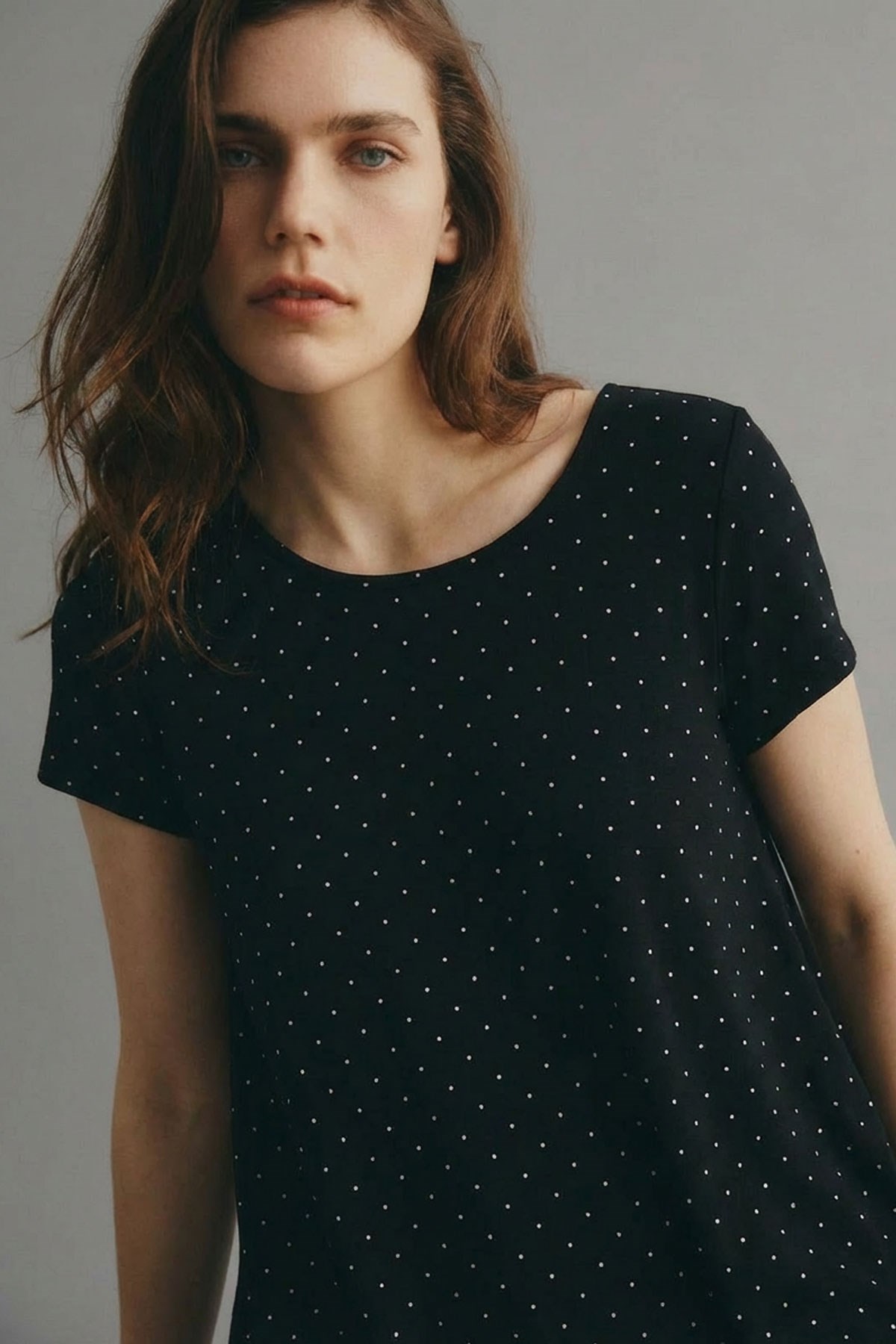 Dökümlü Rahat Kalıp Günlük Penye Kumaş Elbise