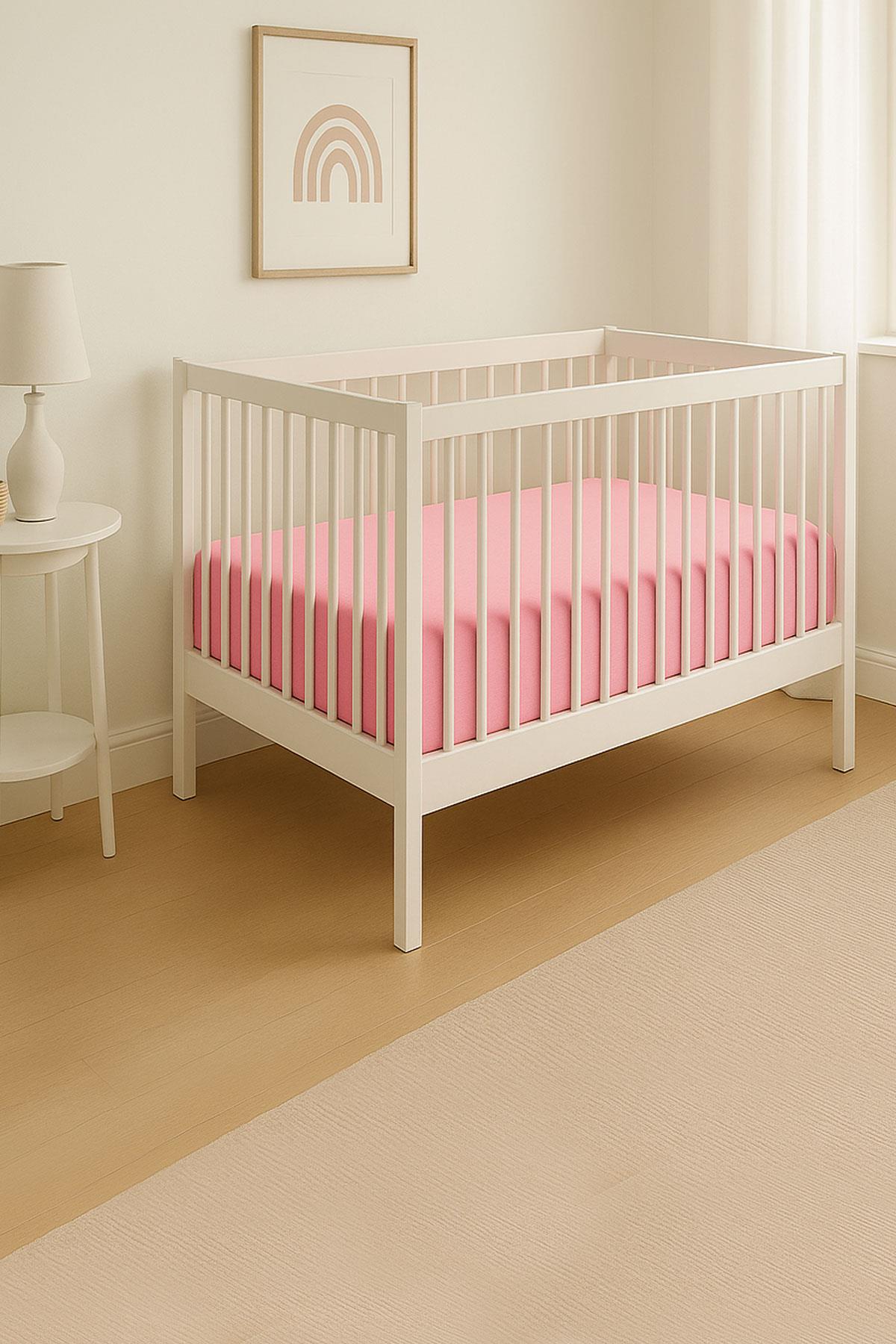 2 Adet 70 x 120 x 20 cm Anne Yanı Lastikli Penye Kumaş Bebek Çarşafı