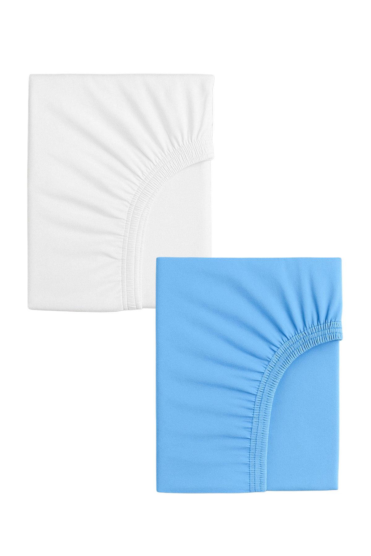 2 Adet 70 x 120 x 20 cm Anne Yanı Lastikli Penye Kumaş Bebek Çarşafı