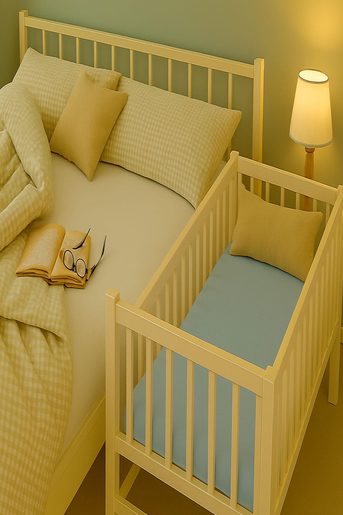 2 Adet 50 x 90 x 10 cm Anne Yanı Lastikli Penye Kumaş Bebek Çarşafı