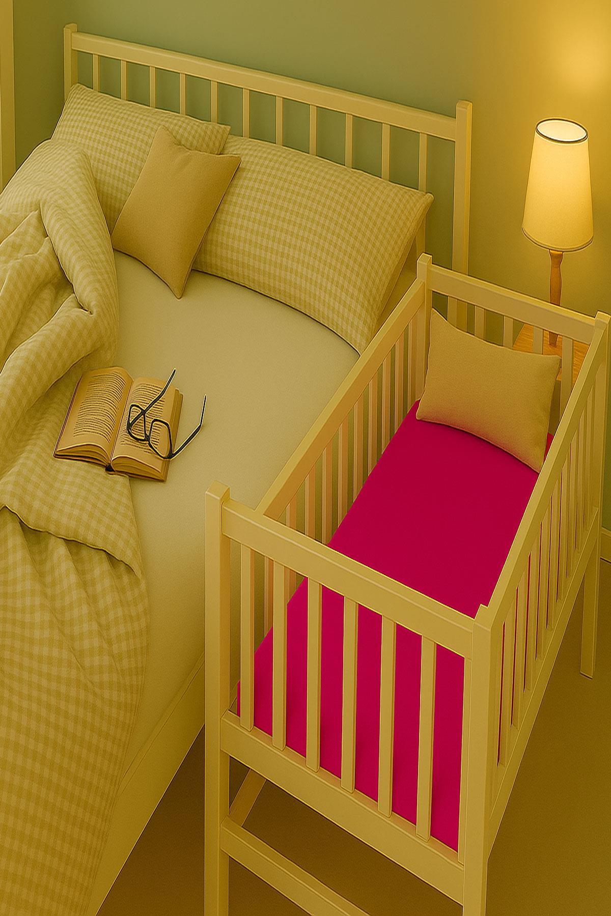 2 Adet 70 x 120 x 20 cm Anne Yanı Lastikli Penye Kumaş Bebek Çarşafı