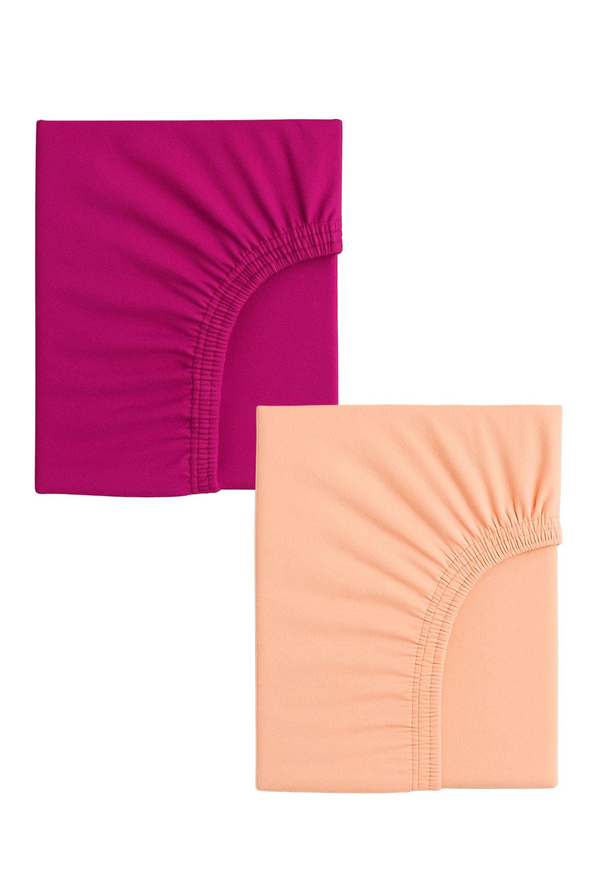 2 Adet 70 x 120 x 20 cm Anne Yanı Lastikli Penye Kumaş Bebek Çarşafı