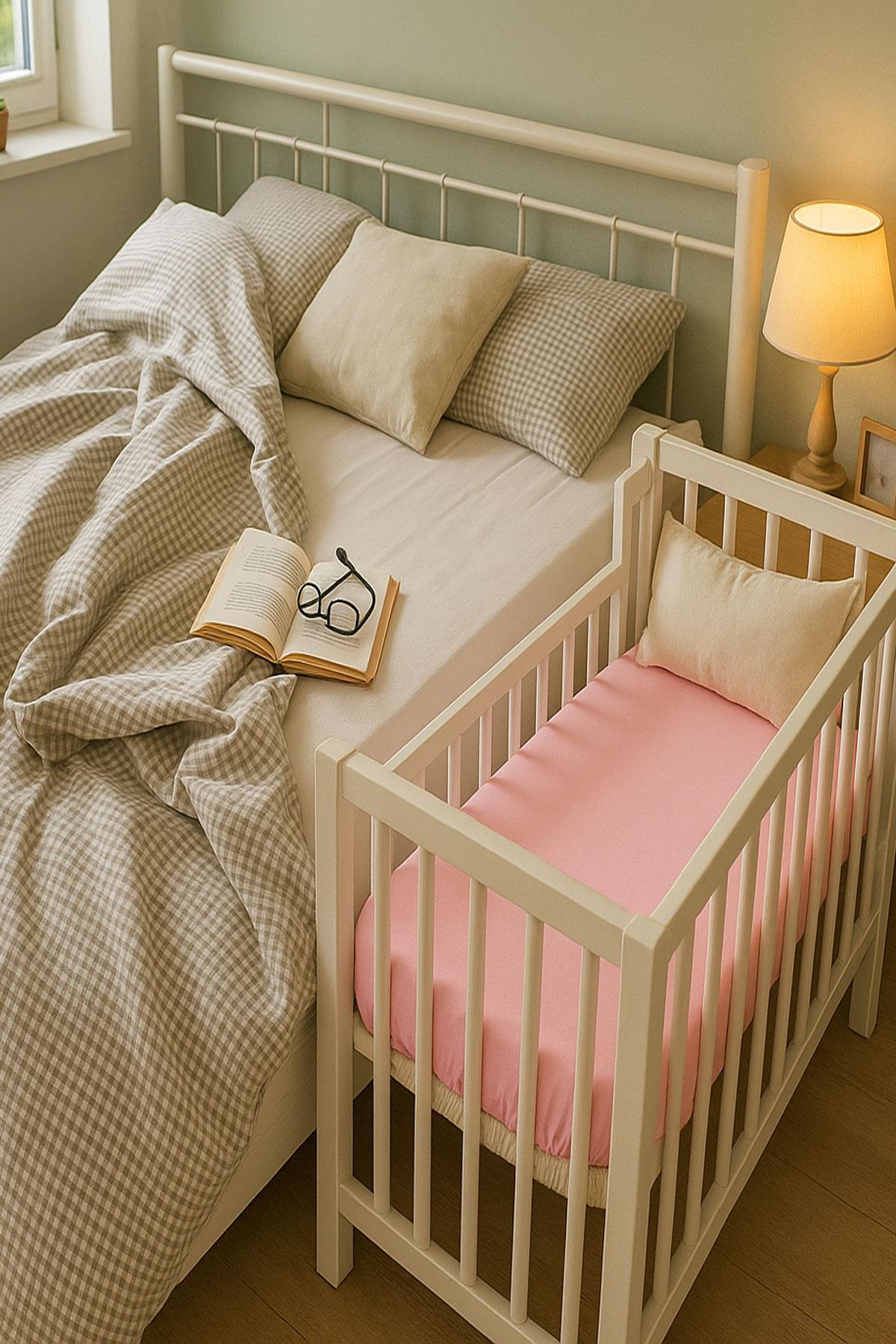 2 Adet 70 x 120 x 20 cm Anne Yanı Lastikli Penye Kumaş Bebek Çarşafı