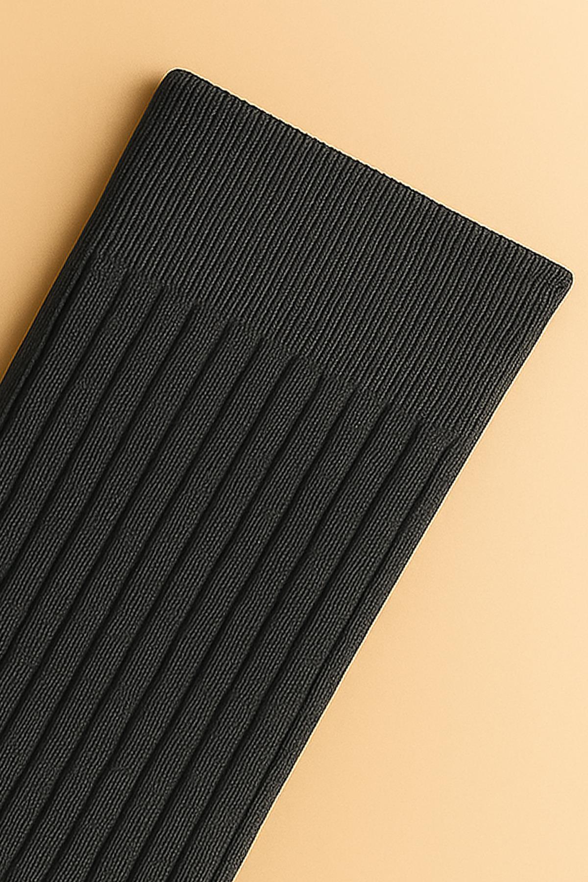 2 Adet Basic Kalın Pamuk Karışımlı Diz Üstü Çorap