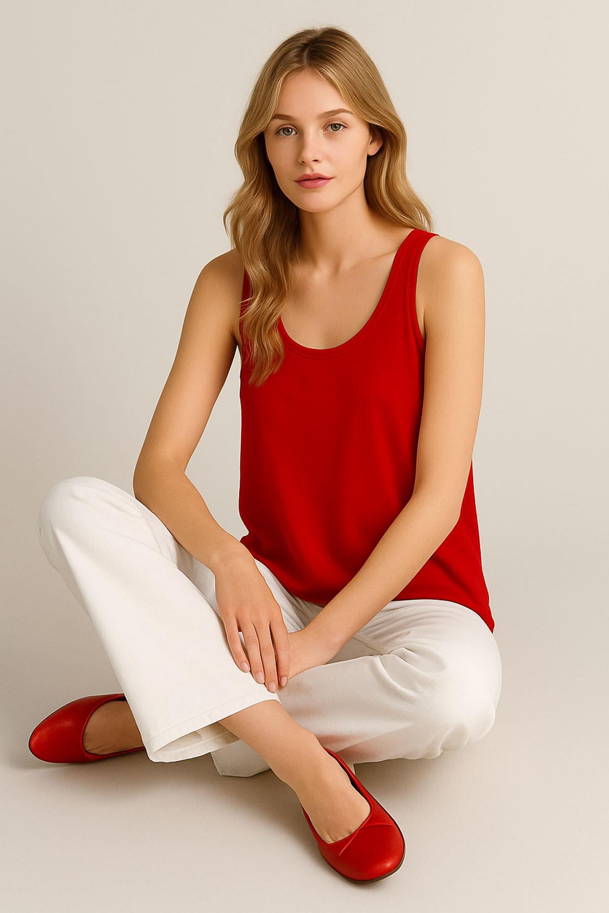 2 Adet A Kesim Pamuklu Kalın Askılı Atlet Tişört