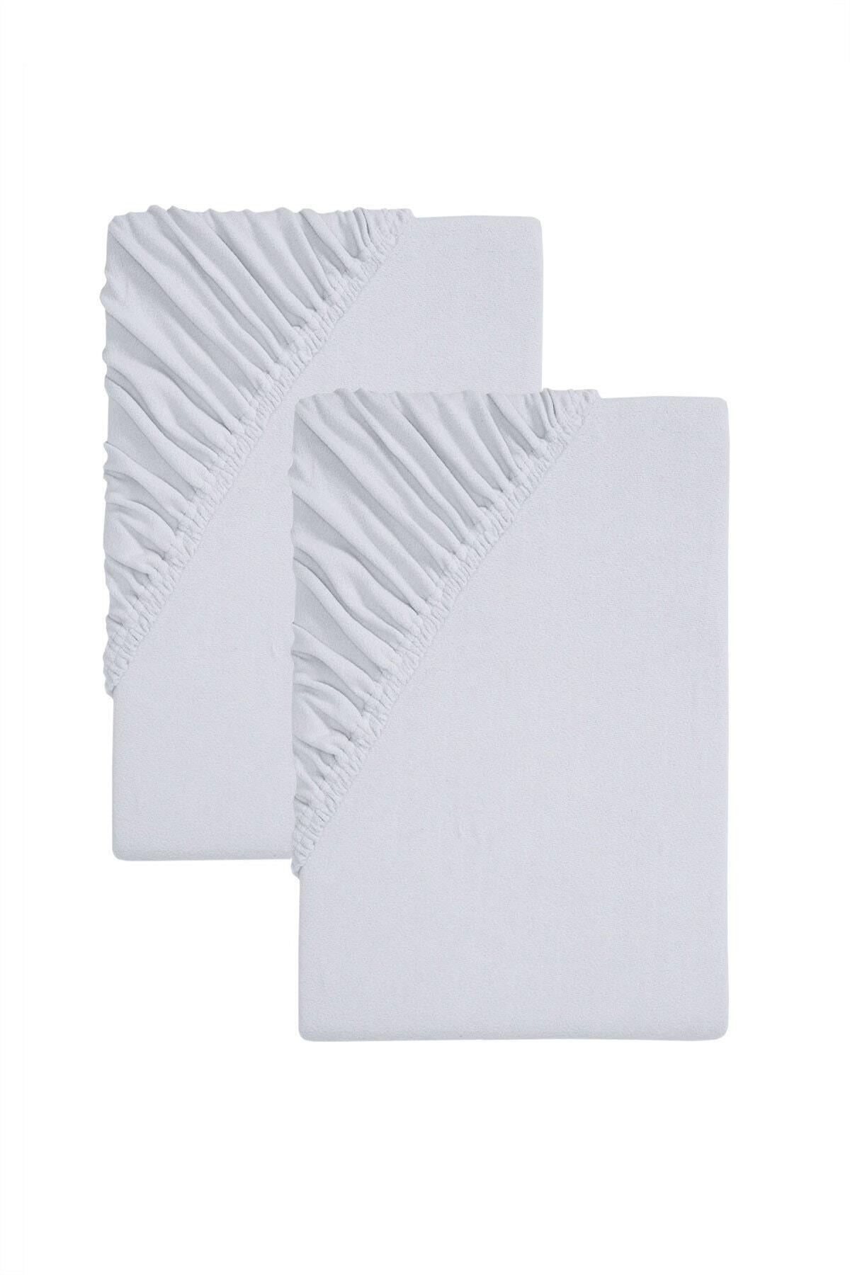 2'li 160x200 Cm Düz Pamuklu Çift Kişilik Lastikli Fitted Penye Çarşaf