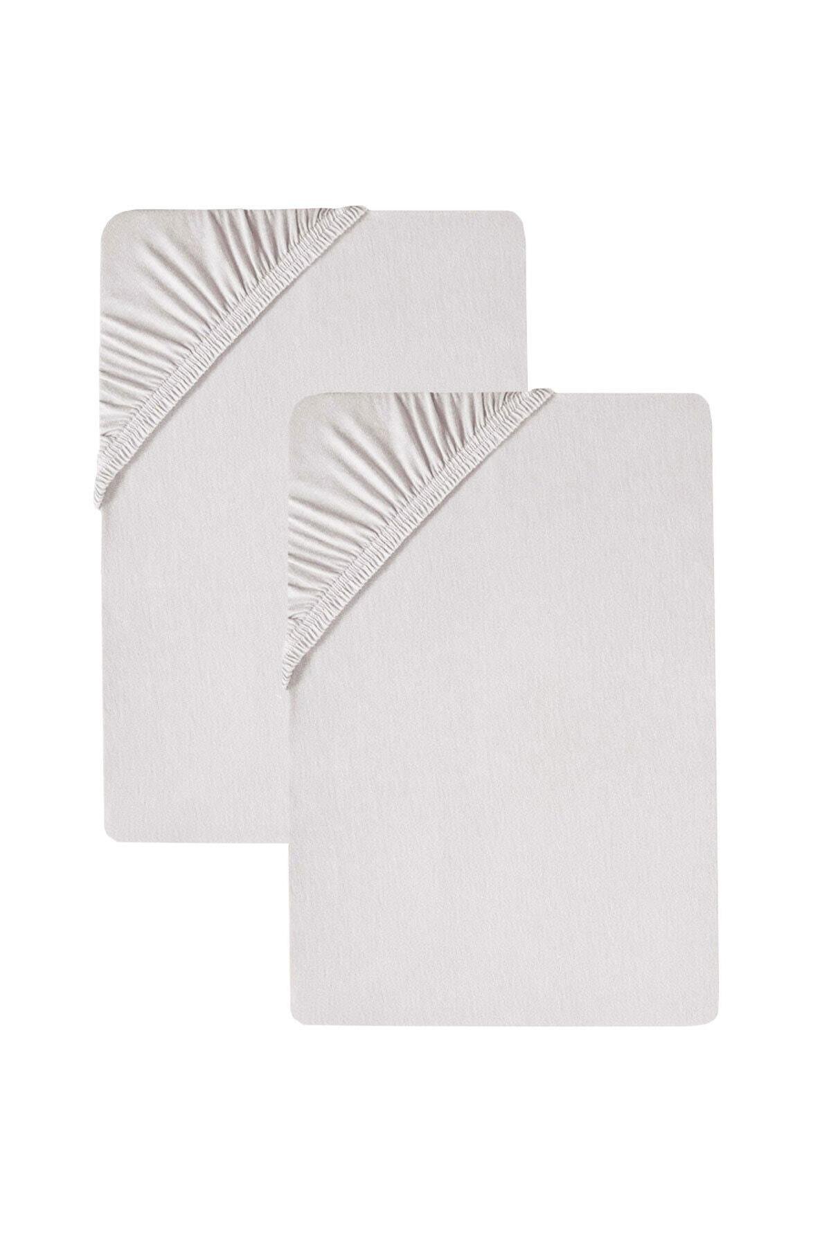 2'li 160x200 Cm Düz Pamuklu Çift Kişilik Lastikli Fitted Penye Çarşaf