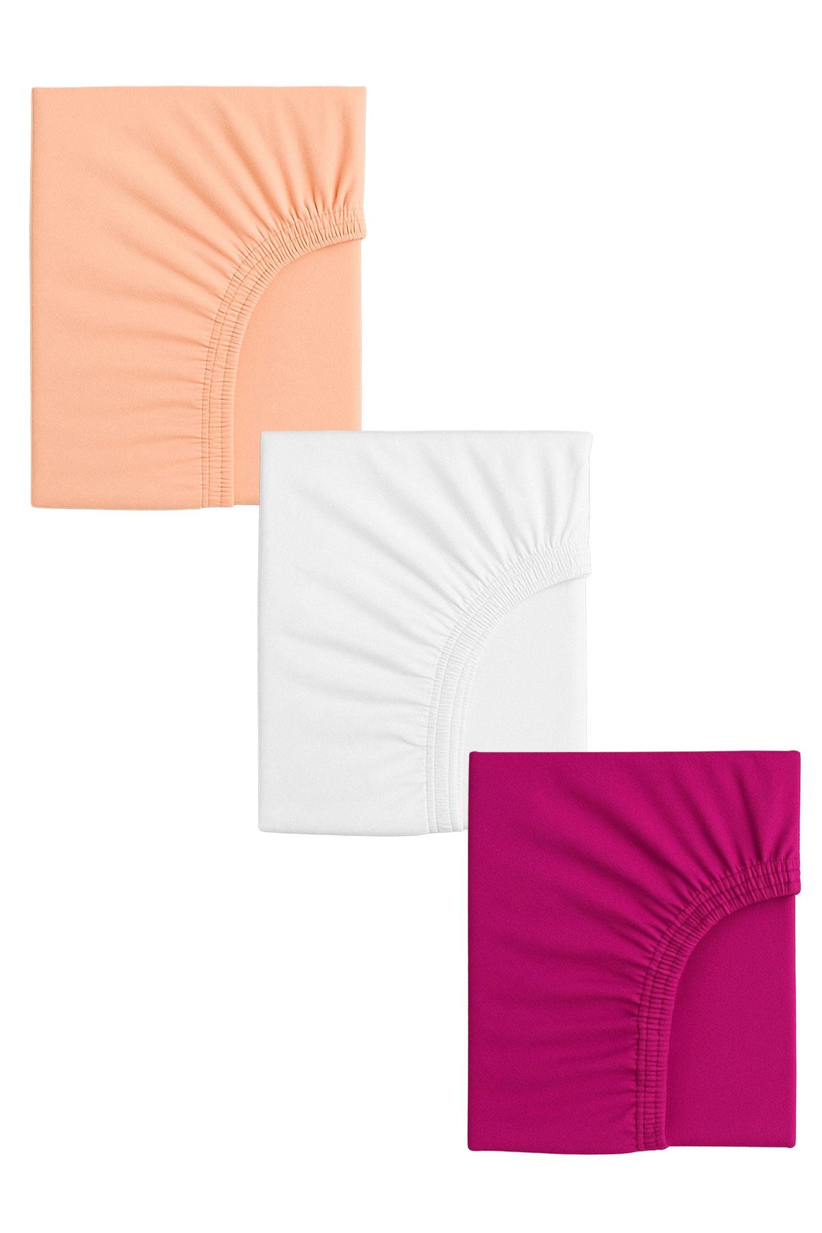 3 Adet 50 x 90 x 10 cm Anne Yanı Lastikli Penye Kumaş Bebek Çarşafı